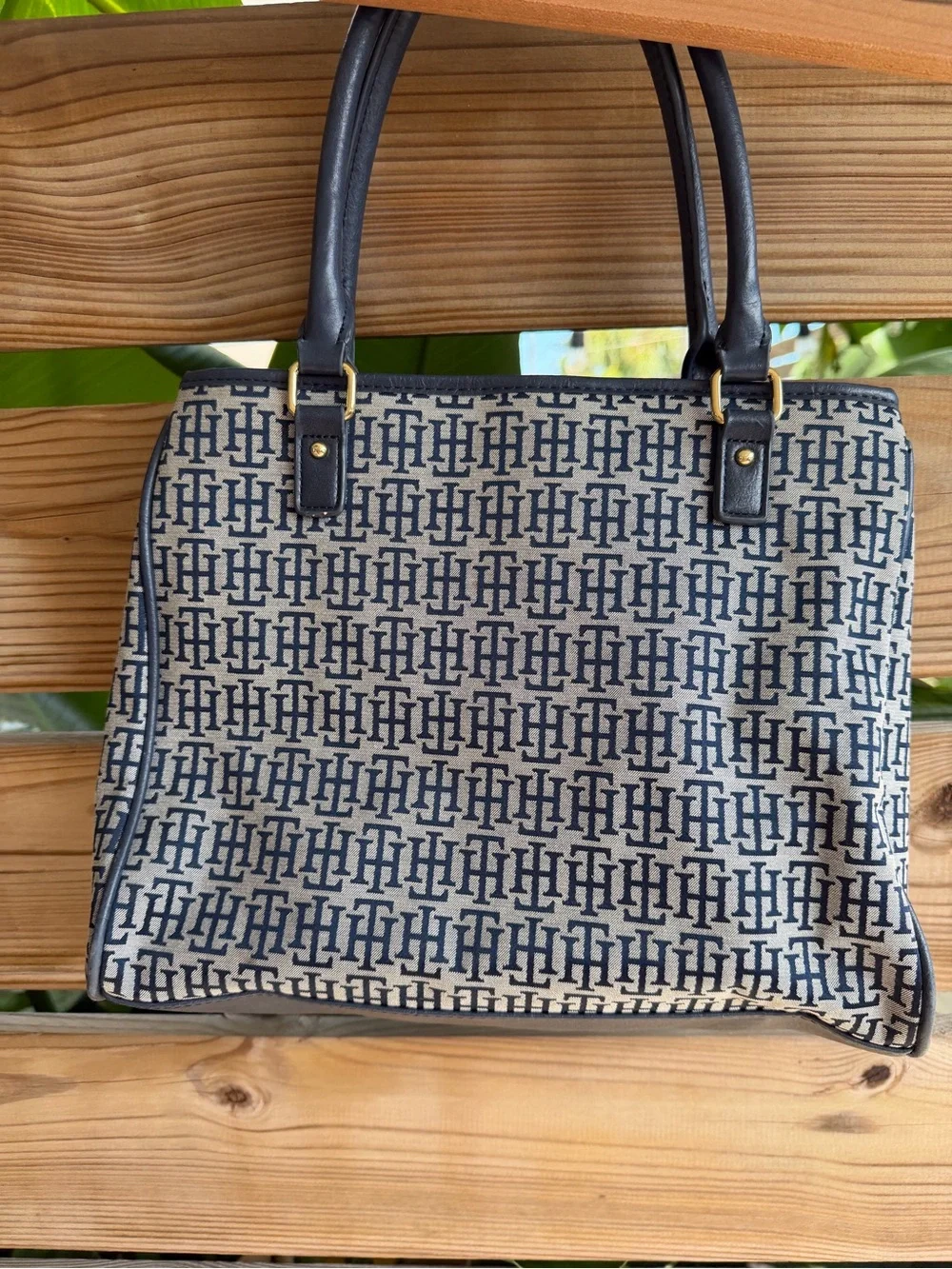 Tommy Hilfiger Navy & Cream Monogram Tote